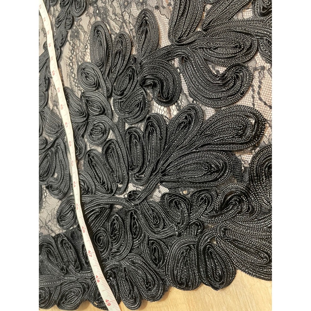 JS Collections Black Soutache Lace Sheath Dress Short Sleeve Midi Size 2 - Picture 8 of 13